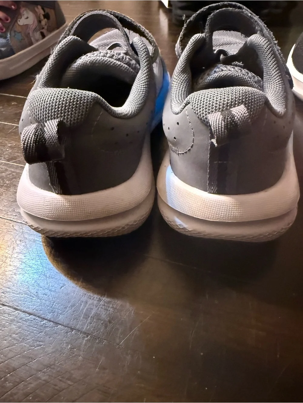 Under Armour Kids Gray and Blue Velcro Athletic Sneakers